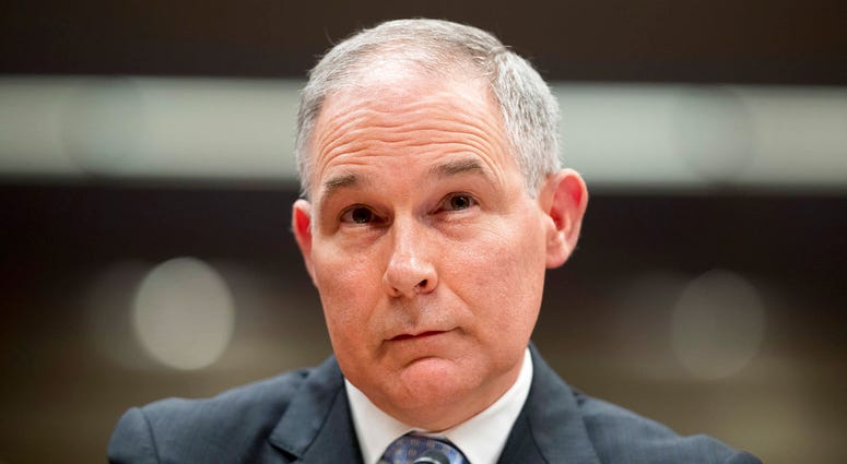 FILE - In this May 16, 2018, file photo, Environmental Protection Agency Administrator Scott Pruitt appears before a Senate Appropriations subcommittee on the Interior, Environment, and Related Agencies on budget on Capitol Hill in Washington. President T
