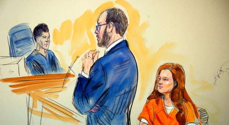 This courtroom sketch depicts Maria Butina, a 29-year-old gun-rights activist suspected of being a covert Russian agent.(Dana Verkouteren via AP) This courtroom sketch depicts Maria Butina, a 29-year-old gun-rights activist suspected of being a covert Russian agent.(Dana Verkouteren via AP)