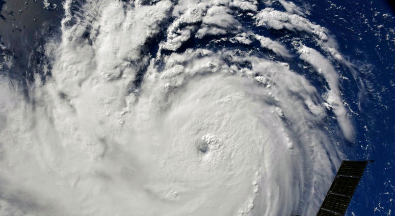 This photo provided by NASA shows Hurricane Florence from the International Space Station on Monday, Sept. 10, 2018, as it threatens the U.S. East Coast.