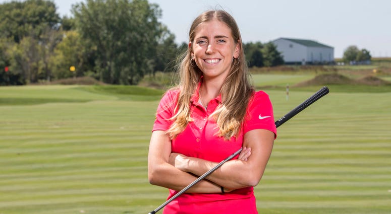 (Luke Lu/Iowa State University via AP) In this Sept. 7, 2017, photo provided by Iowa State University in Ames, Iowa, golfer Celia Barquin Arozamena poses for a photo
