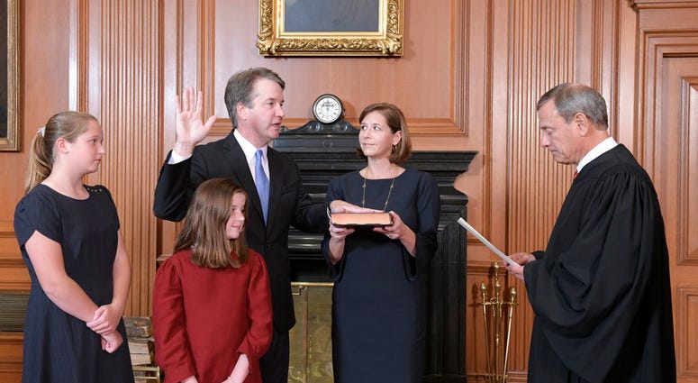 Brett Kavanaugh being sworn in