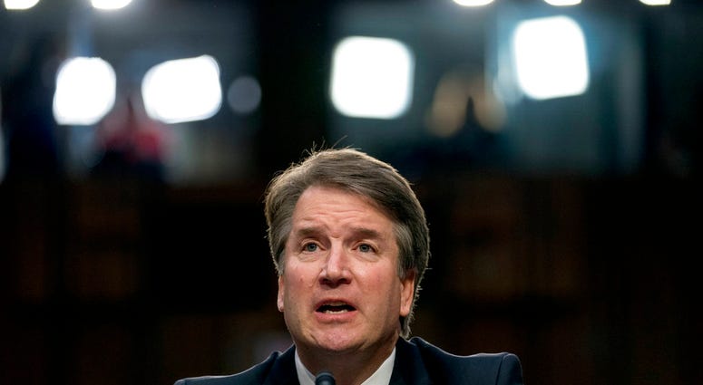 In this Sept. 4, 2018 photo, President Donald Trump's then Supreme Court nominee Judge Brett Kavanaugh, speaks before the Senate Judiciary Committee on Capitol Hill in Washington. (AP Photo/Andrew Harnik)