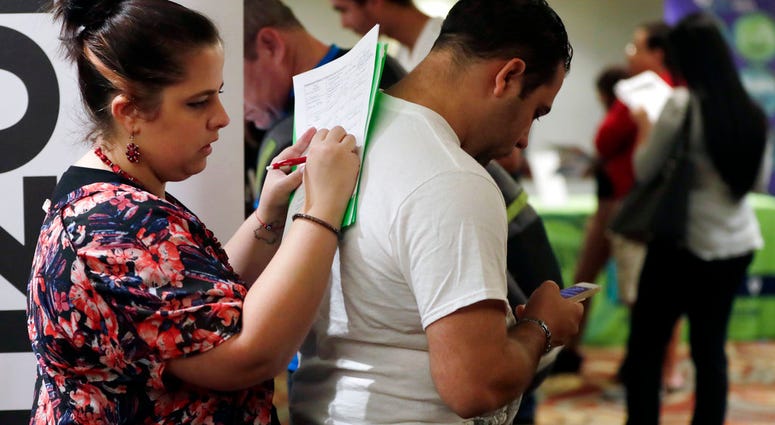 Applicants at a job fair