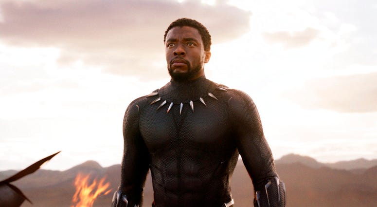 This image released by Disney and Marvel Studios' shows Chadwick Boseman in a scene from "Black Panther."