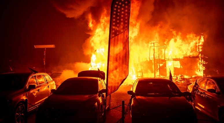 Camp Fre burning in Paradise, California