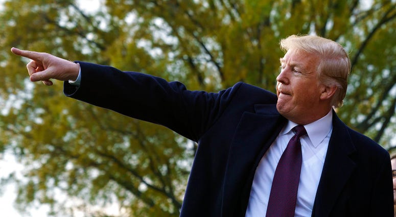 President Donald Trump before boarding Marine One on the South Lawn of the White House in Washington, Tuesday, Nov. 20, 2018, for the short trip to Andrews Air Force Base and then to Mar-a-lago.