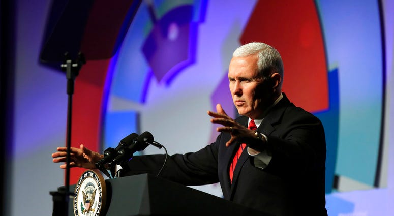 Vice President Mike Pence speaks at the Hidden Heroes 3rd Annual National Convening at the Capital Hilton in Washington, Monday, Nov. 26, 2018. Vice President Mike Pence speaks at the Hidden Heroes 3rd Annual National Convening at the Capital Hilton in Washington, Monday, Nov. 26, 2018. (AP Photo/Manuel Balce Ceneta)
