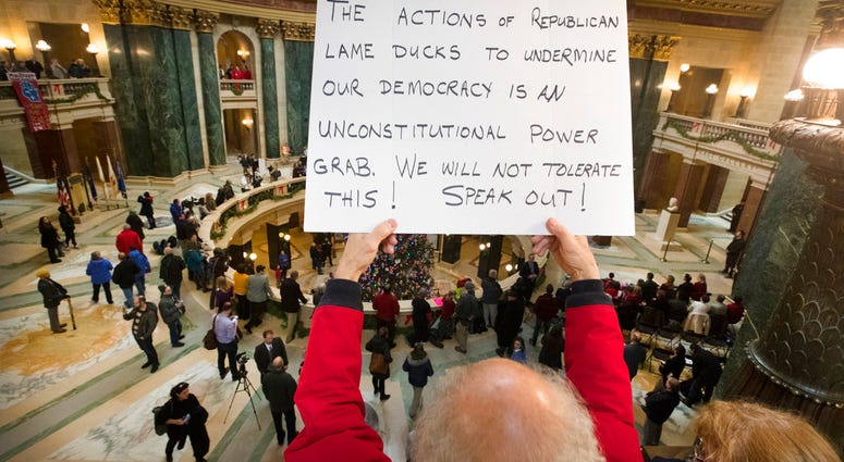 Protesters in Wisconsin Capitol