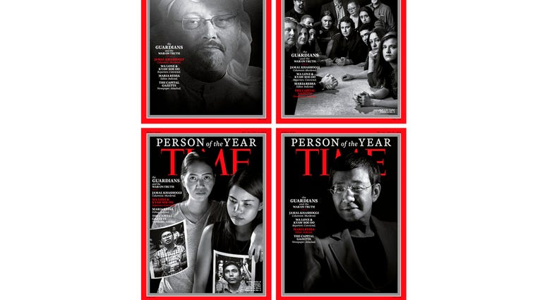 This combination photo provided by Time Magazine shows their four covers for the "Person of the Year," announced Tuesday, Dec. 11, 2018. (Time Magazine via AP)