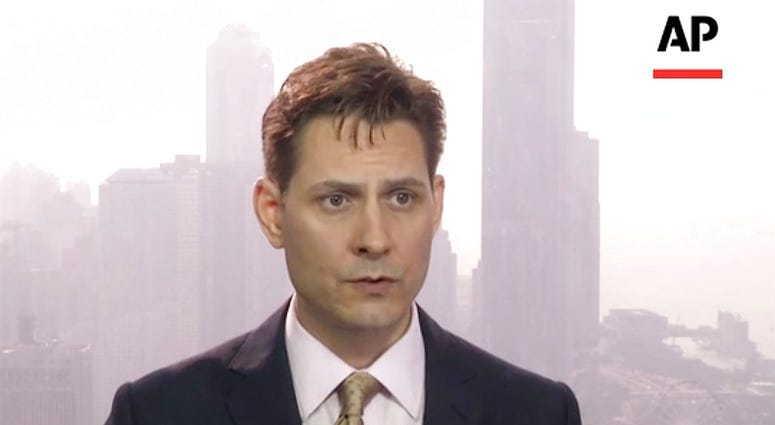 image made from a video taken on March 28, 2018, Michael Kovrig, a former Canadian diplomat, was arrested Monday night in Beijing, China.
