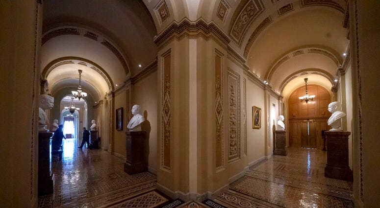 Empty hall in U.S. Capitol