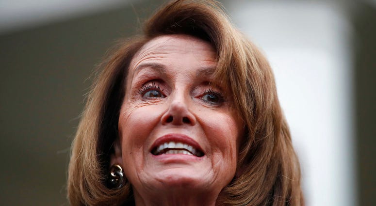 Nancy Pelosi speaking to media following White House meeting