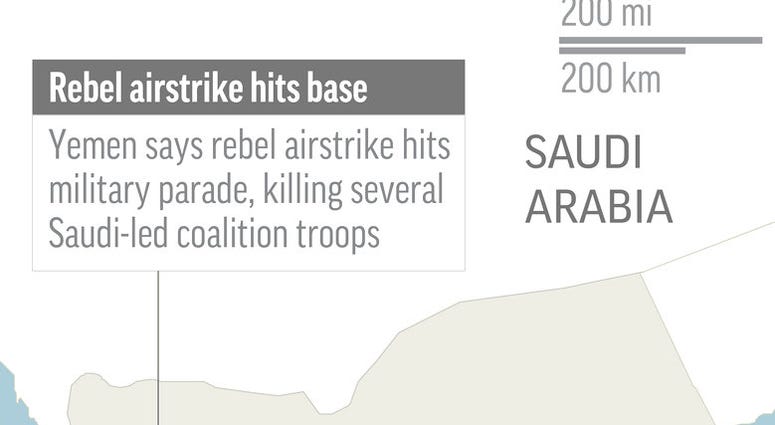 Yemen map showing attack