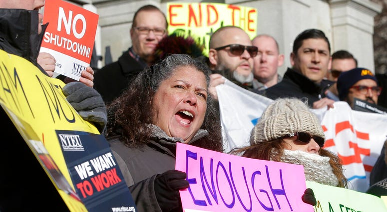 Government shutdown protesters in Boston