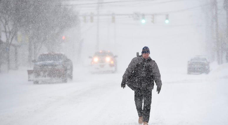 Man walking in Syracuse, New York