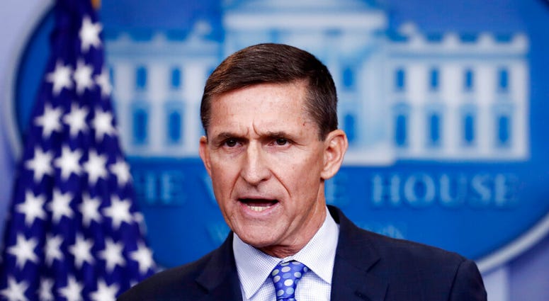 FILE - In this Feb. 1, 2017 file photo, National Security Adviser Michael Flynn speaks during the daily news briefing at the White House, in Washington. The Democrat-led House oversight committee launched an investigation Tuesday into whether senior offic