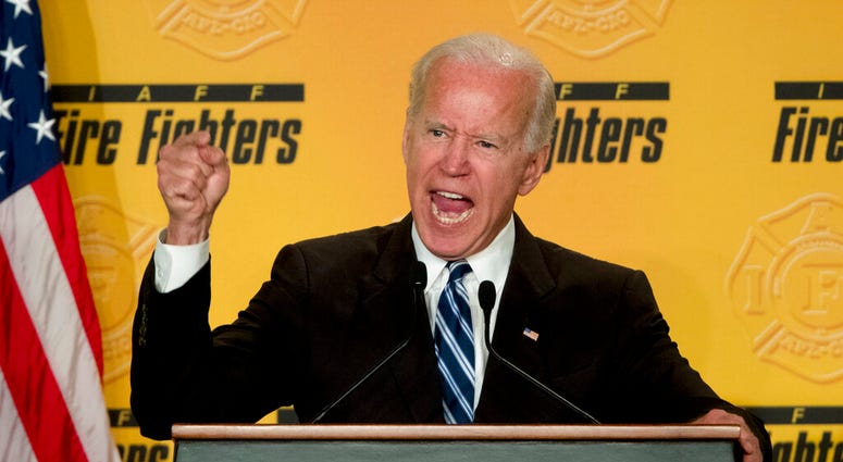 Former Vice President Joe Biden speaks to the International Association of Firefighters at the Hyatt Regency on Capitol Hill in Washington, Tuesday, March 12, 2019. (AP Photo/Andrew Harnik) Former Vice President Joe Biden speaks to the International Association of Firefighters at the Hyatt Regency on Capitol Hill in Washington, Tuesday, March 12, 2019. (AP Photo/Andrew Harnik)