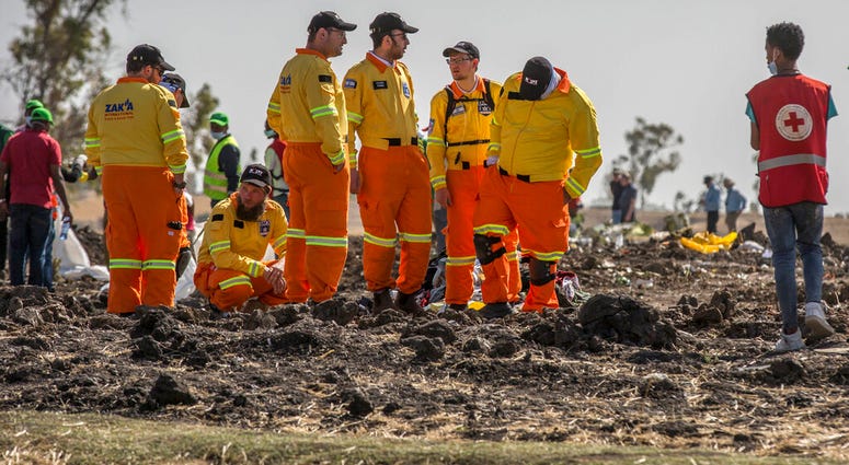 Isreali investigators at plane crash scene in Ethiopia