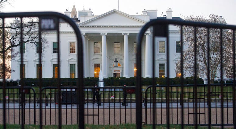 White House with barriers