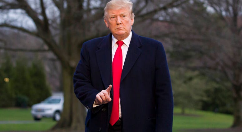 President Trump gesturing on White House lawn