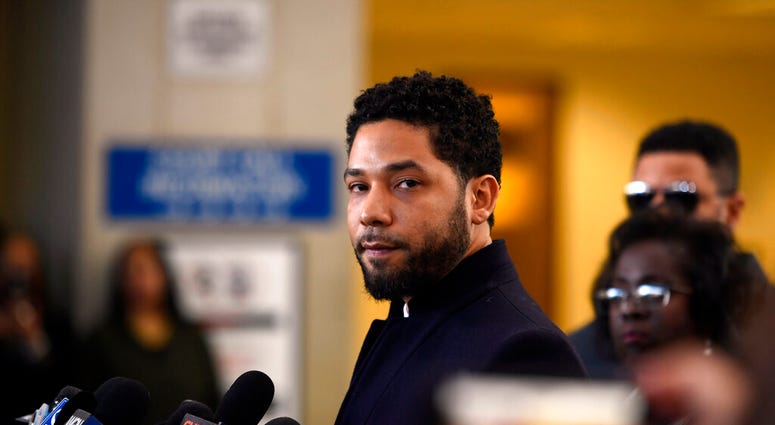Actor Jussie Smollett talks to the media before leaving Cook County Court after his charges were dropped, Tuesday, March 26, 2019, in Chicago. (AP Photo/Paul Beaty) Actor Jussie Smollett talks to the media before leaving Cook County Court after his charges were dropped, Tuesday, March 26, 2019, in Chicago. (AP Photo/Paul Beaty)