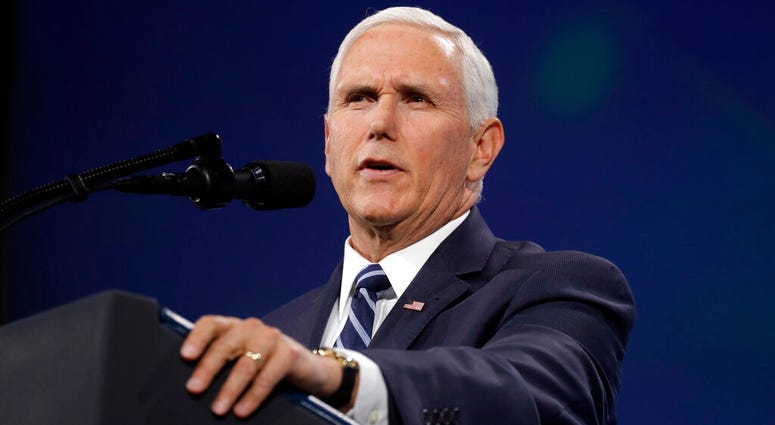 Vice President Mike Pence speaks to the annual meeting of the National Rifle Association, Friday, April 26, 2019, in Indianapolis. (AP Photo/Evan Vucci) Vice President Mike Pence speaks to the annual meeting of the National Rifle Association, Friday, April 26, 2019, in Indianapolis. (AP Photo/Evan Vucci)