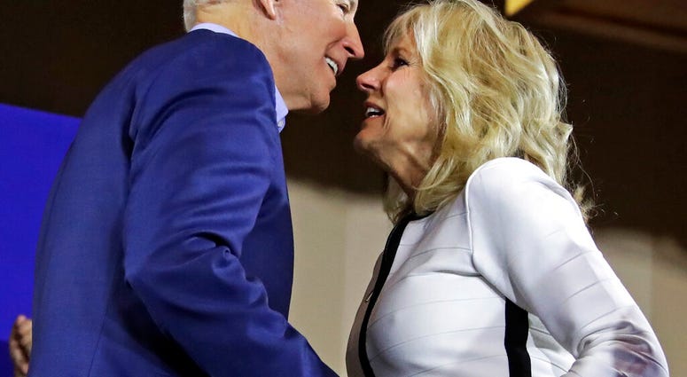 Former Vice President and Democratic presidential candidate Joe Biden, left, is welcomed to the stage by wife Jill, before addressing a rally at the Teamster Local 249 Hall in Pittsburgh, Monday, April 29, 2019. (AP Photo/Gene J. Puskar) Former Vice President and Democratic presidential candidate Joe Biden, left, is welcomed to the stage by wife Jill, before addressing a rally at the Teamster Local 249 Hall in Pittsburgh, Monday, April 29, 2019. (AP Photo/Gene J. Puskar)