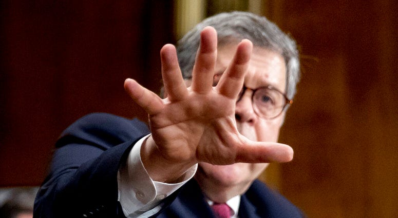 Bill Barr testifying on Capitol Hill
