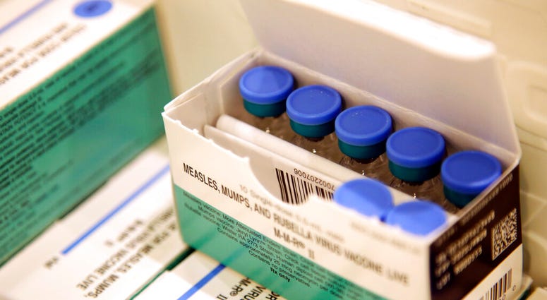 FILE- In this March 27, 2019, file photo, measles, mumps and rubella vaccines sit in a cooler at the Rockland County Health Department in Pomona, N.Y. (AP Photo/Seth Wenig, File) FILE- In this March 27, 2019, file photo, measles, mumps and rubella vaccines sit in a cooler at the Rockland County Health Department in Pomona, N.Y. (AP Photo/Seth Wenig, File)