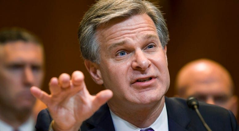 FBI Director Christopher Wray testifies during a hearing of the Appropriations Subcommittee for Commerce, Justice, Science, and Related Agencies, on Capitol Hill, Tuesday, May 7, 2019 in Washington. (AP Photo/Alex Brandon)