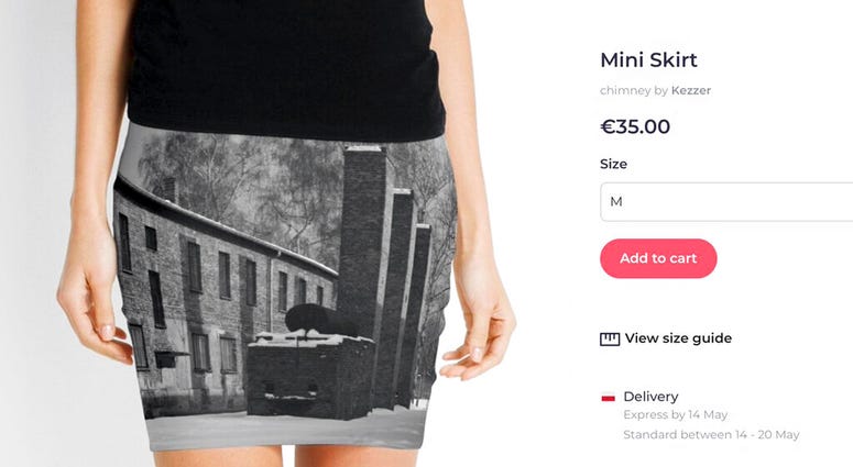 A screen grab made Wednesday May 8, 2019 from the site of an online vendor showing an Auschwitz themed product for sale. (Photo via AP) A screen grab made Wednesday May 8, 2019 from the site of an online vendor showing an Auschwitz themed product for sale. (Photo via AP)
