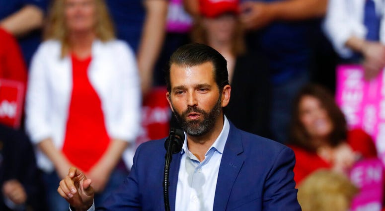 Donald Trump Jr. at rally in Grand Rapids for his dad