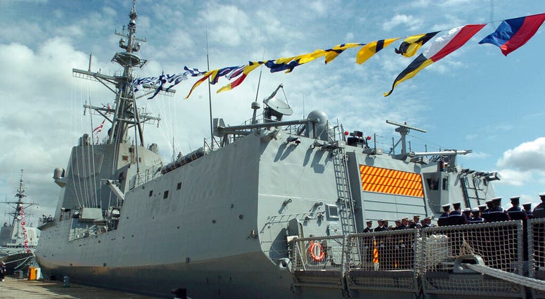 In this photo taken in March 2006 and made available by the Ministerio de Defensa de Espana, sailors stand on board the Mendez Nunez Spanish frigate, in Ferrol, Spain. (Ministerio de Defensa de Espana, via AP)