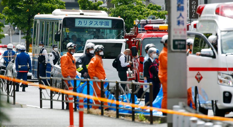Crime scene near Tokyo where school girls were attacked by a man with knives