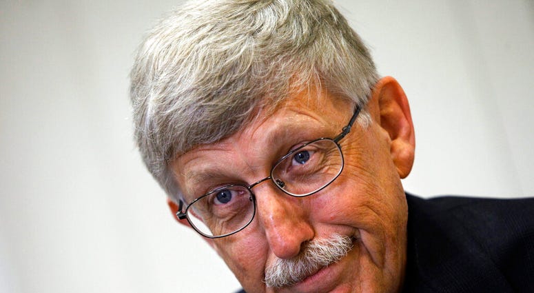 In this Aug. 17, 2009 file photo, Dr. Francis Collins, director of the National Institutes of Health, at NIH headquarters in Bethesda, Md. (AP Photo/J. Scott Applewhite)