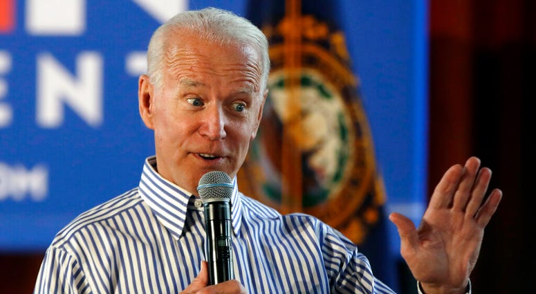 Joe Biden in June speaking in New Hampshire