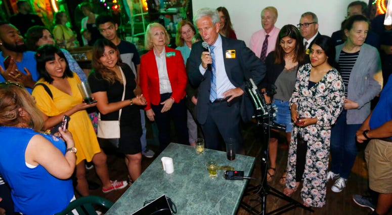 Senate Minority Leader Dick Saslaw, D-Fairfax, speaks to supporters at an election party in Springfield, Va., Tuesday, June 11, 2019. Saslaw won the race. (AP Photo/Steve Helber) Senate Minority Leader Dick Saslaw, D-Fairfax, speaks to supporters at an election party in Springfield, Va., Tuesday, June 11, 2019. Saslaw won the race. (AP Photo/Steve Helber)