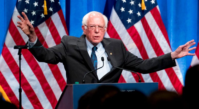 Democratic presidential candidate Sen. Bernie Sanders, I-Vt., speaks at George Washington University in Washington, Wednesday, June 12, 2019, on his policy of democratic socialism. (AP Photo/Andrew Harnik)