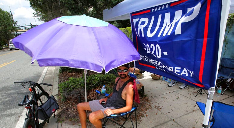 Trump supporter camped out ahead of tonight's rally