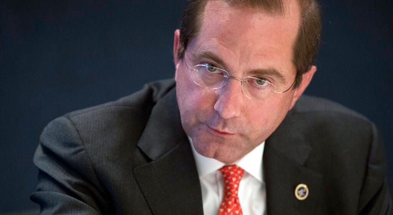 ILE - In this Wednesday, Sept. 12, 2018 file photo, Health & Human Services Secretary Alex Azar speaks during an interview with The Associated Pressin New York. Administration officials say President Donald Trump will sign an executive order on Monday tha
