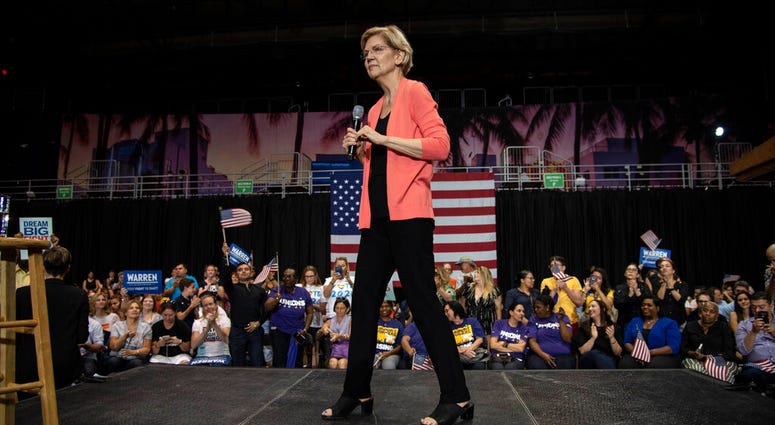 Senator Elizabeth Warren during a town hall in Miami