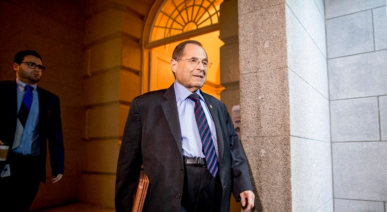 Judiciary Committee Chairman Jerrold Nadler, D-N.Y., arrives for a House Democratic caucus meeting on Capitol Hill in Washington, Wednesday, July 10, 2019. (AP Photo/Andrew Harnik)