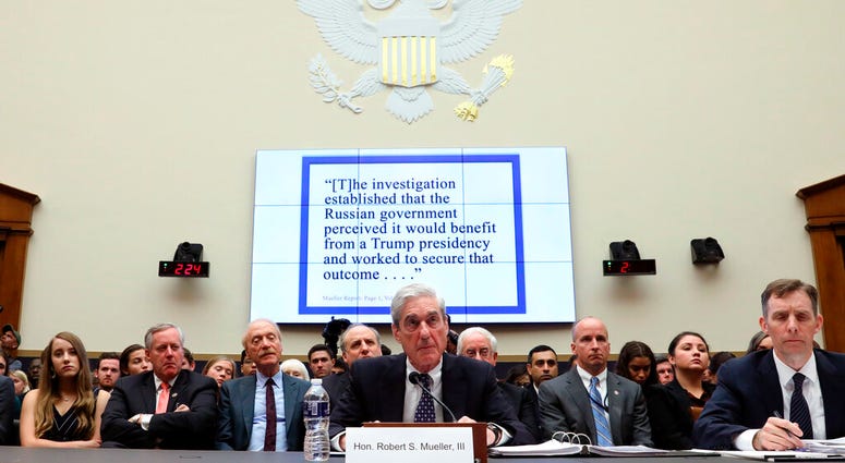 Former special counsel Robert Mueller testifies before the House Judiciary Committee hearing on his report on Russian election interference, on Capitol Hill, Wednesday, July 24, 2019 in Washington. (Jonathan Ernst/Pool via AP)