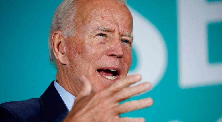 Former Vice President and Democratic presidential candidate Joe Biden speaks during a public employees union candidate forum Saturday, Aug. 3, 2019, in Las Vegas. (AP Photo/John Locher)