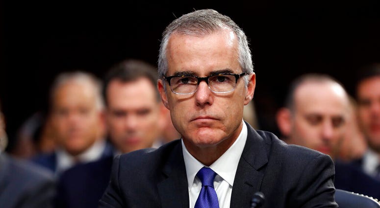 FILE - In this June 7, 2017, file photo, then-acting FBI Director Andrew McCabe appears before a Senate Intelligence Committee hearing about the Foreign Intelligence Surveillance Act, on Capitol Hill in Washington. McCabe has sued the FBI and the Justice