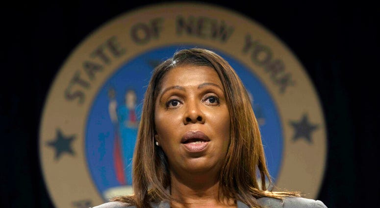 FILE - In this June 11, 2019, file photo, New York Attorney General Letitia James speaks during a news conference, in New York. New York state, New York City, Connecticut and Vermont have filed a new legal challenge to new Trump administration rules block