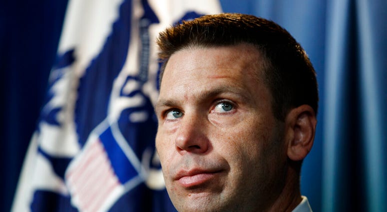 In this June 28, 2019 file photo, Department of Homeland Security (DHS) acting Secretary Kevin McAleenan pauses during a news conference in Washington. (AP Photo/Carolyn Kaster)