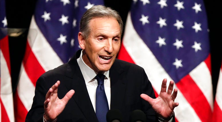 In this Feb. 7, 2019, file photo, former Starbucks CEO Howard Schultz speaks at Purdue University in West Lafayette, Ind. (AP Photo/Michael Conroy, File)