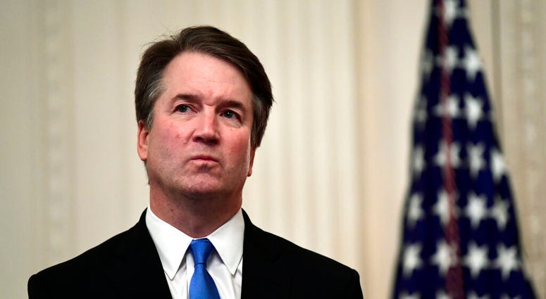 FILE - In this Oct. 8, 2018, file photo, Supreme Court Justice Brett Kavanaugh stands before a ceremonial swearing-in in the East Room of the White House in Washington. (AP Photo/Susan Walsh, File) FILE - In this Oct. 8, 2018, file photo, Supreme Court Justice Brett Kavanaugh stands before a ceremonial swearing-in in the East Room of the White House in Washington. (AP Photo/Susan Walsh, File)