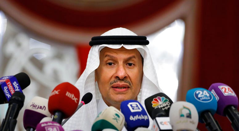 Saudi Energy Minister Prince Abdulaziz bin Salman, speaks during a press conference in Jiddah, Saudi Arabia, Tuesday, Sept. 17, 2019.